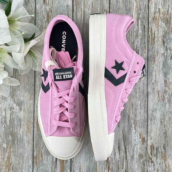 Converse Star Player 76 Black & Pink Suede Sneakers Shoes Size 13 - Picture 1 of 13